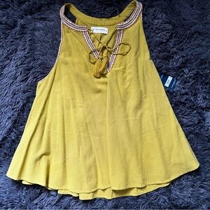 Lucky Brand Yellow Tie Front Tank Top